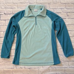 Columbia Blue Fleece Colorblock Lightweight Fleece 1/4 Zip Pullover Size XL